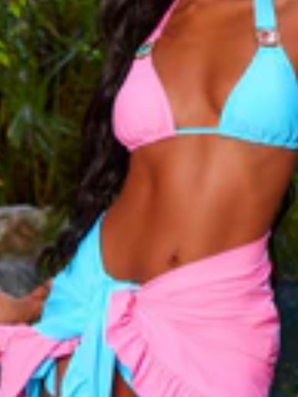 Two-Tone Pink & Blue Women's Swim Sarong